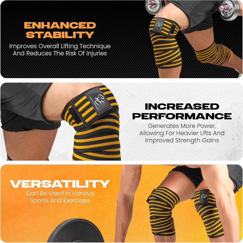 Special Essentials Store Knee Wraps for Weightlifting with Strap (2 Pack) - 72 Inches Flexible Support for Men & Women, for Powerlifting, Squats, Leg Press, and Cross Training - Image 3